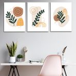 3'lü Bohem Kanvas Tablo Seti 7 - Modern Boho Duvar Dekoru - Geometrik ve Modern Çizgili 3 Parça Tablo (50 x 70 cm)