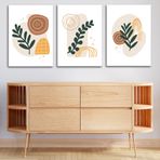 3'lü Bohem Kanvas Tablo Seti 7 - Modern Boho Duvar Dekoru - Geometrik ve Modern Çizgili 3 Parça Tablo (70 x 100 cm)