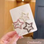 3'lü Büyük Mat Soft Renkli Yıldız Çıt Çıt Toka Seti 4.2cm - Yıldızlı Çıtçıtlı Çocuk Saç Tokası - Tek Ebat