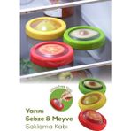3lü Buzdolabı Için Yarım Meyve ve Sebze Koruma Kabı - Limon, Soğan, Domates Saklama Kutusu Renkli - Yeşil - Sarı - Kırmızı