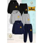 3'lü Çocuk Unısex Alvın Sıncap Logolu Baskılı Kapşonlu Eşofman Takımı - 2 Yaş - Siyah - Gri - Lacivert