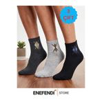 3'Lü Çorap Seti ★ Erkek Kısa Konç Çorap ★ Mevsimlik Rahat Penye ★ Füme, Gri, Siyah (40-45)