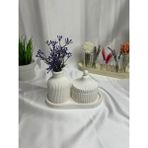 3'lü Dekoratif Beton Soya Mum Set - Beyaz - 1 Adet
