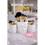 3Lü Dekoratif Masa Üstü Fırçalık/Kalemlik Beyaz