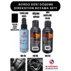 3'Lu Derby Lacivert Deri Oto Direksiyon Doseme Koltuk Boyama Seti