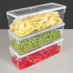 3'lü Derin Mikrodalga Uyumlu Erzak Gıda Saklama Kabı - Şeffaf Kapak Düzenleyici Organizer Set 2470ML