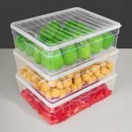 3'lü Derin Mikrodalga Uyumlu Erzak Gıda Saklama Kabı - Şeffaf Kapak Düzenleyici Organizer Set 5300ML