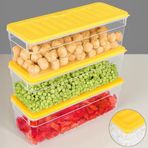 3'lü Derin Mikrodalga Uyumlu Organizer Set Düzenleyici Gıda Erzak Saklama Kabı 2470ML Sarı