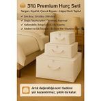 3'lü Dev Boy, Büyük Boy, Mini Boy Hurç Seti Pratik ve Şık Depolama, Fonksiyonel Çözüm - Beyaz - 3 Adet - 45 x 70