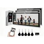 3'lü Dokunmatik Monitörlü 1080P Kapı Zili Kamera, 7 inç Kablolu Kapı Zili Kiti, Kablolu Akıllı Görüntülü İnterkom Sistemi, 3'ü 1 Arada Kilit Açma, TUYA WiFi Kapı Telefon Kitleri, IP65, Daire ve Evler