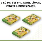 3'lü Dr. Bee Bal, Nane, Limon, Zencefil Drops Pastil Paketi - 36 Pastil