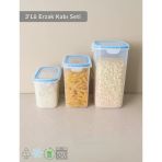 3'Lü Erzak Kabı Seti Kilitlenebilir Saklama Kabı Hava Almaz Bakliyat Kabı Bpa Free