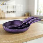 3Lü Granit Tek Saplı Tava Seti - Violet