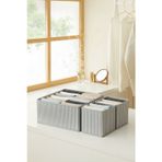 3’Lü Gri Çizgili Çekmece İçi Düzenleyici Organizer Set – Çok Amaçlı Dolap İçi Kutu Seti