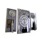 3lü Gümüş Dikdörgen Aynalı Çerçeveli Püsküllü Duvar Saati Takımı, Wall Clock, Hediye, MS38-1