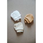3Lü Hardal-Krem-Beyaz Yenidoğan Eldiven Set Model 1