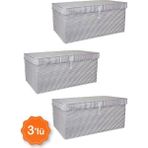 3'lü Kapaklı Çok Amaçlı Hurç Seti, Gri, 50X40X30, Maxi Model - Seçenek 1 - Antrasit