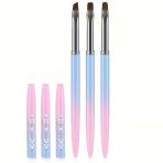 3lü Kapaklı Jel Fırça Seti Nail Art Fırça Seti Kapaklı Protez Tırnak Fırça Seti Lila