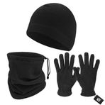 3'lü Kışlık Set Polar Bere, Eldiven, Boyunluk - Warm - Siyah - (SBLN.008)