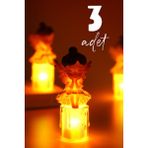 3lü LED Mum Kanatlı Melek Tip Dumansız Pilli Alevli Dekoratif Yapay Mum Işıldak Kahve 1037-7 - 3 Adet