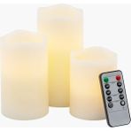 3'lü LED Mum Set Ivory B - Fildişi - 3 Adet