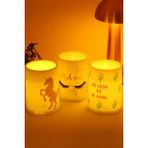 3lü LED Mum Unicorn Kirpik Kaktüs Bardak Tipi Pilli Dumansız Alevli Dekoratif Yapay Mum Dekor Lamba - 3 Adet