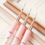 3lü Liner Nail Art Fırça Seti Kapaklı Tırnak Çizim Fırçası Pembe