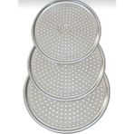 3'lü Lüx Çelik Delikli Pizza Tepsi Seti 28, 32, 36 cm - Seçenek 1 - Altın - Gümüş - Bakır