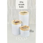 3'lü Lüx Vakum Kapaklı Silikon Contalı Erzak Saklama Kabı Bakliyatlık Baharatlık Mutfak Organizer - Bambu