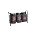 3Lü Metal Standlı Cam Baharatlık Takımı Seti Rose
