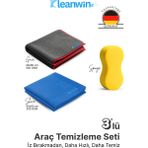 3’lü Mikrofiber Oto Yıkama Araç Temizleme Seti – Sünger, Oto Kurulama Bezi ve Araba Cam Bezi - 0,25 kg