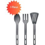 3lü Mini Plastik Spatula Kaşık Çatal Servis Seti Takımı Gri
