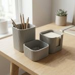 3'lü Minimal Ofis & Çalışma Masası Organizer Seti - Gri