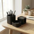 3'lü Minimal Ofis & Çalışma Masası Organizer Seti - Siyah