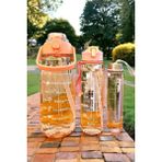 3'lü Motivasyonel Su Matarası Suluk 2000+900+500ML Tritan Sporcu Su Şişesi Stickerlı Pipetli Suluk - 3400 ml - Motivasyon Matara