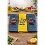 3’Lü Nakışlı Waffle Mutfak Havlusu 40X60 Cm