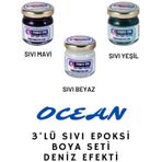 3'lü Opak & Transparan Sıvı Pigment Boya Seti Epoksi İçin Ocean 3 Adet Epoksi Boyası Deniz
