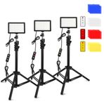 3'lü Paket 70 LED Video Işığı Ayarlanabilir Tripod Standı/Renk Filtresi/Uzaktan Kumanda, Obeamiu 5600K USB Stüdyo Aydınlatma Kiti Tablet/Alçak Açılı Çekim, Koleksiyon Portre YouTube