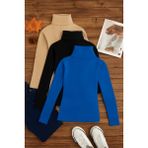 3'lü Paket Kadın Basic Tam Balıkçı Yaka Kazak - İndigo - Bej - Siyah - Standart