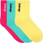 3'lü Paket- Kadın Basic Tenis Spor Soket Çorap - Pembe - Yeşil - 36 - 39