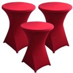 3'lü Paket Şarap Kırmızısı Esnek Spandex Masa Örtüleri Uyumlu Yuvarlak Kılıflar Ø 60/80 cm Düğünler, Partiler, Etkinlikler, Doğum Günleri Ziyafetler, Fuarlar ve Satıcı Teşhirleri için
