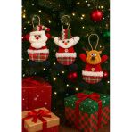 3'Lü Peluş Karakterlerle Eğlenceli Yeni Yıl Dekoru Noel Figürleri Yılbaşı Ağaç Süsleri 17 Cm X 11 Cm Vitrin