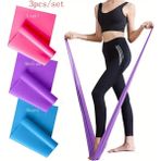 3'lü Pilates Bandı Egzersiz Lastiği Direnç Lastiği Seti Yoga, Pilates, Esneme ve Güç Antrenmanları Için Uzun Esneme Bantları (Pembe, Mor, Mav
