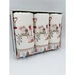 3'lü Püsküllü Kuş Nakışlı Kutulu Çeyizlik 50X90 Kadife El ve Yüz Havlusu - Bej - 50 x 90 cm