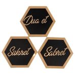 3'lü Sabret Şükret Dua Et Altıgen Yapışkanlı Duvar Tablosu Seti