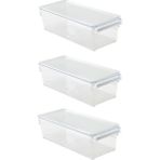 3'lü Şeffaf Dolap Içi Organizer Saklama Kabı Seti 360X150X100 mm - Açık Beyaz - Gri - Seçenek 1