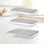 3'lü Set (1 Adet 2,25 2 Adet 1 Lt.) Nora Organizer Buzdolabı Buzluk Düzenleyici Saklama Kabı-Gri