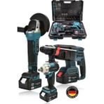 3’lü Set 450NM Tork Vidalama ve Sıkma Aleti, 2-26 Şarjlı, 125M Taşlama