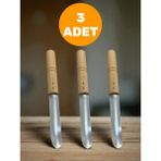 3'lü Set Ahşap Saplı Patlıcan & Kabak Dolma Oyacağı Paslanmaz Çelik 21 cm - 3 Adet