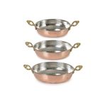 3lü Set Bakır Sahan Seti 14-16-18cm Üçlü Omlet Yumurta Tavası Çekiç Dövme Sahanları